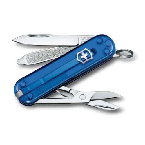 Victorinox Classic SD, 58 mm, blau transparent, Blister, 0.6223.T2B – Ansicht 1