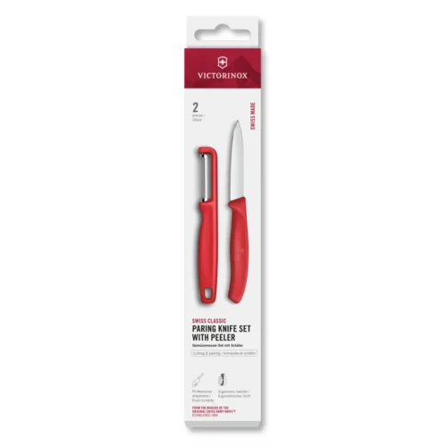 Victorinox Swiss Classic, Gemüsemesser mit I-Schäler, 2tlg, rot, Box, 6.7111.21C1 – Ansicht 1