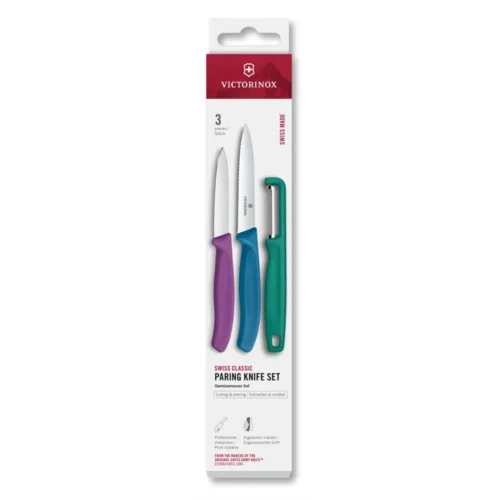 Victorinox Swiss Classic, Gemüsemesser mit I-Schäler, 3tlg,grn/violett/blu, 6.7116.33C1 – Ansicht 1