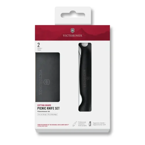 Victorinox Schneidebrett Picknick Messer Set, 2tlg, 11cm, Wellen, schwarz, 6.7193.F – Ansicht 1