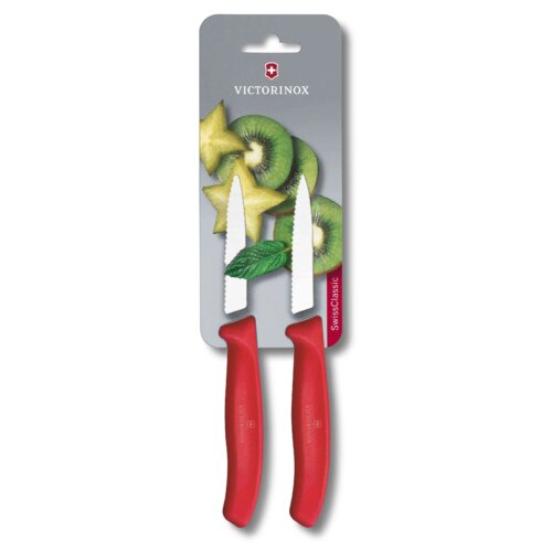 Victorinox Swiss Classic,Gemüsemesser,2Stk,8cm,Wellenschliff,spitz,rot,B, 6.7631.2C1B – Ansicht 1