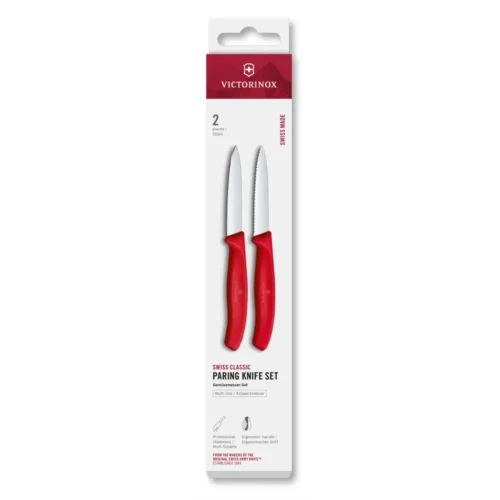 Victorinox Swiss Classic, Gemüsemesser Set, 2tlg, 8cm, gerade/Wellen,rot, 6.7691.2C1 – Ansicht 1