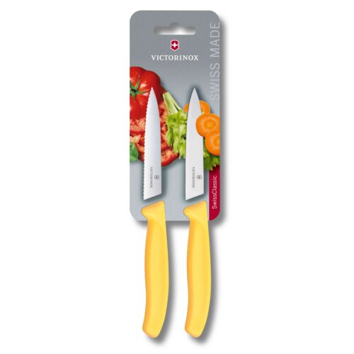 Victorinox Swiss Classic, Gemüsemesser, 2 Stück, 10cm, Welle/gerade, gelb, 6.7798.2C1B – Ansicht 1