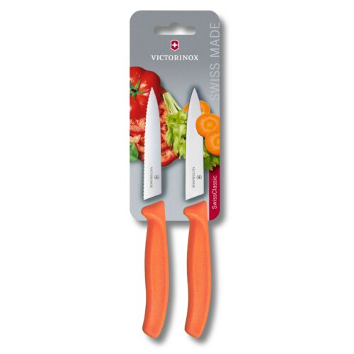 Victorinox Swiss Classic, Gemüsemesser, 2 Stück, 10cm, Welle/gerade, orange, 6.7799.2C1B – Ansicht 1