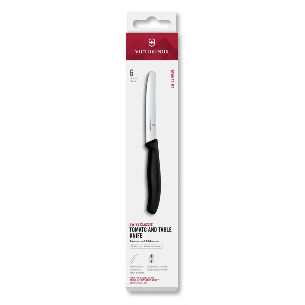 Victorinox Swiss Classic, Tomaten & Tafelmesser, 6tlg, 11cm, Wellen, schwarz, 6.7833.6 – Ansicht 1