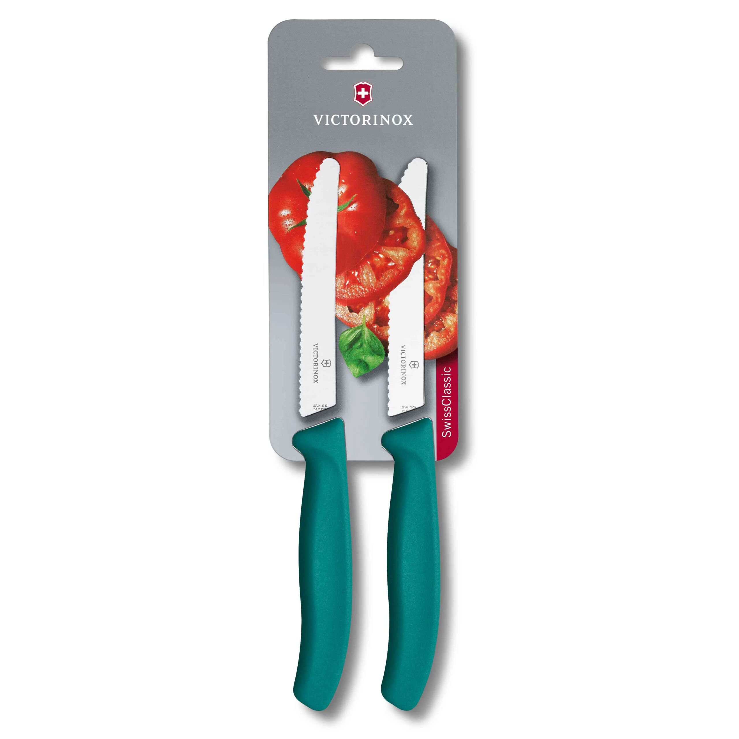 Victorinox Swiss Classic,Tomaten&Tafelmesser,2Stk,11cm,Wellenschliff,grün,B, 6.7834.2C1B – Ansicht 1
