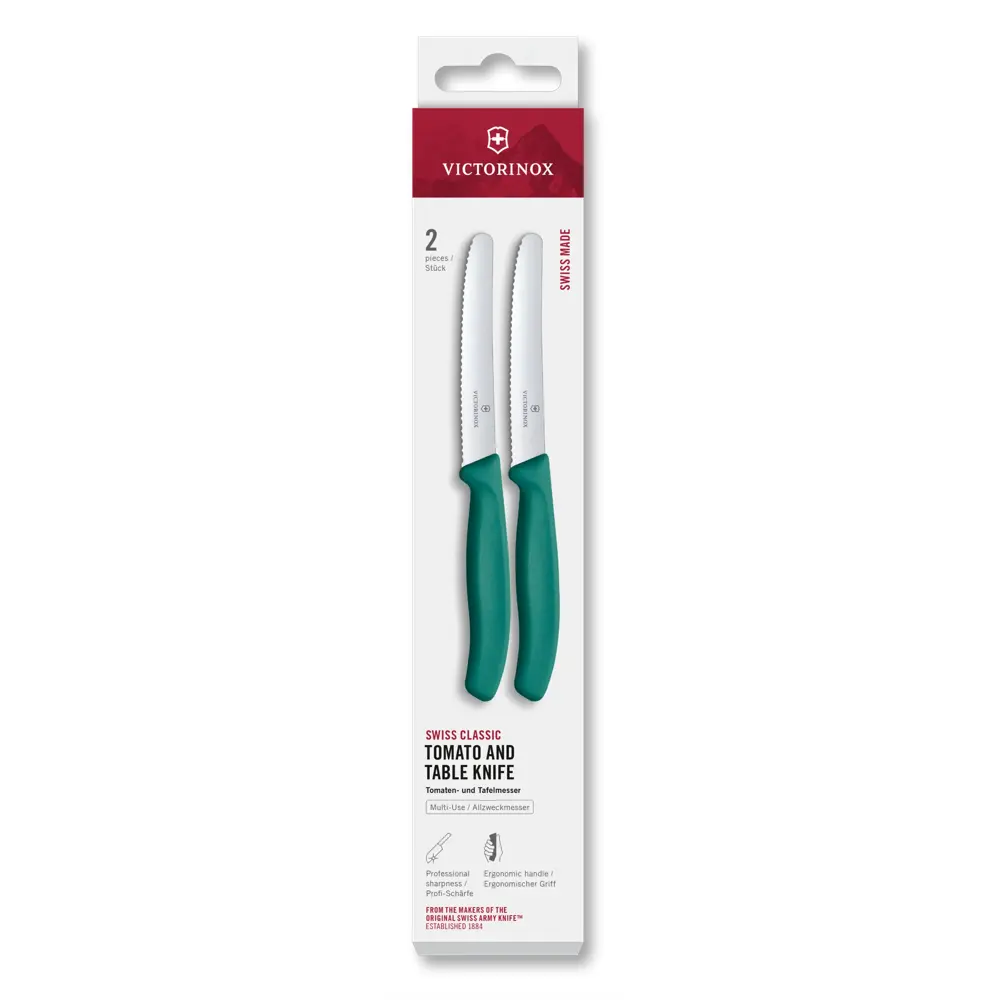 Victorinox Swiss Classic, Tomaten & Tafelmesser, 2tlg, 11cm, Wellen,grün,Box, 6.7834.2C1 – Ansicht 1