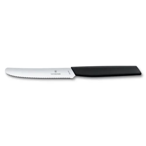 Victorinox Swiss Modern, Tomaten und Tafelmesser, 11cm, Wellen, schwarz, 6.9003.11W – Ansicht 1