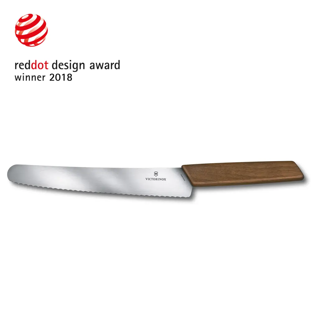 Victorinox Swiss Modern, Brot- und Konditormesser, 22cm, Wellen, Nussbaum,G, 6.9070.22WG – Ansicht 1