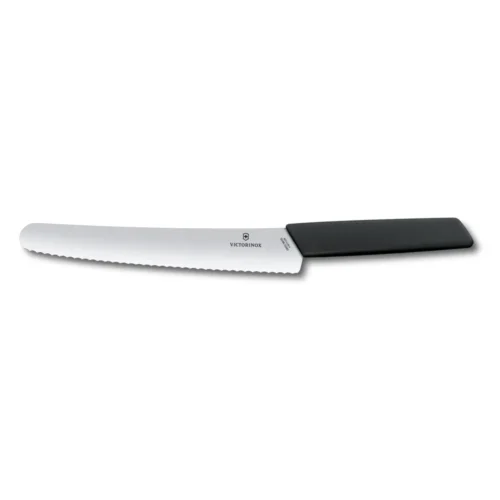 Victorinox Swiss Modern, Brot- und Konditormesser, 22cm, Wellen, schwarz, B, 6.9073.22WB – Ansicht 1