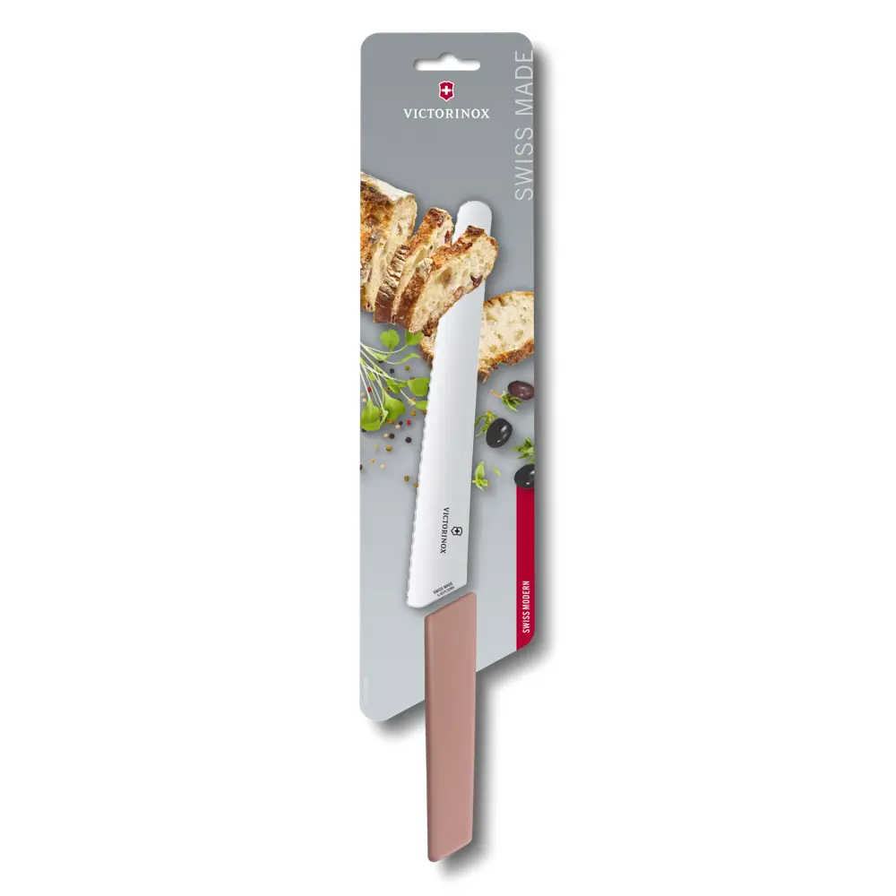 Victorinox Swiss Modern, Brot- und Konditormesser, 22cm, Wellen, apricot,B, 6.9076.22W5B – Ansicht 3