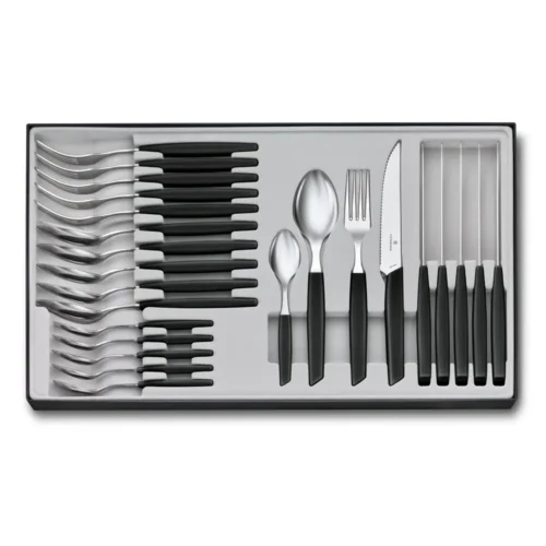 Victorinox Modern, Besteckset (Steakmesser), 24tlg,12cm,Wellen,schwarz, 6.9093.12W.24 – Ansicht 1
