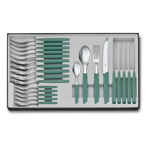 Victorinox Modern, Tafel-Set, 24 Stück, 11 cm, Wellenschliff, Salbei, 6.9096.11W43.24 – Ansicht 1